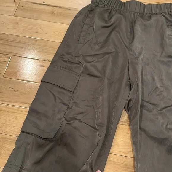 Tibi Shiny Nylon Wilt Pull On Jogger Pants in Dune Size Small New - Picture 8 of 9